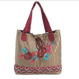 NWT Raga embroidered beaded sequin tote bag